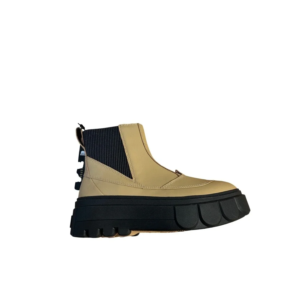 Sorel Brex Boot Chelsea Tan Black Waterproof Platform Ankle Boots Womens 8